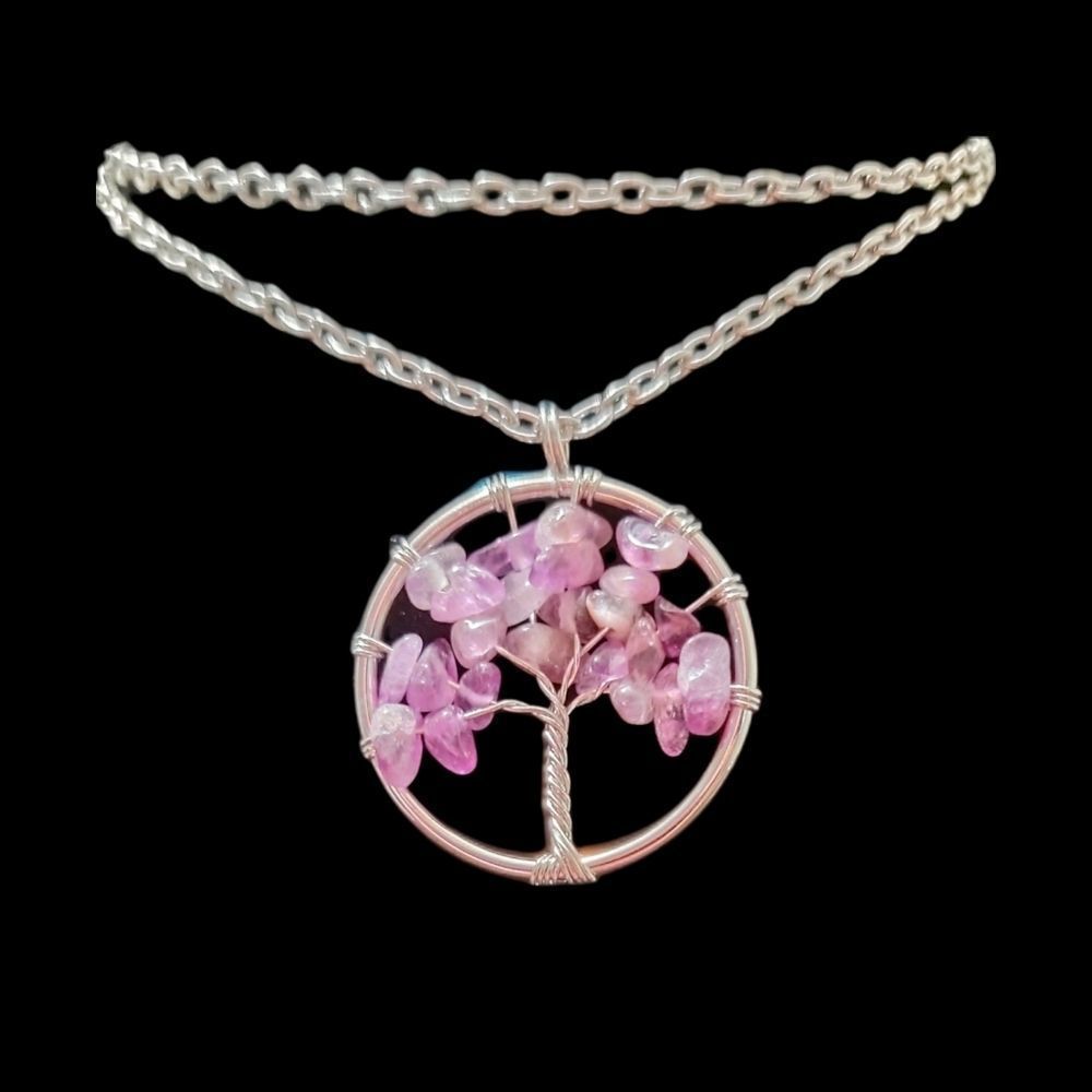 Rin's Unique Boutique - Amethyst - Tree of Life Pendant - Necklace